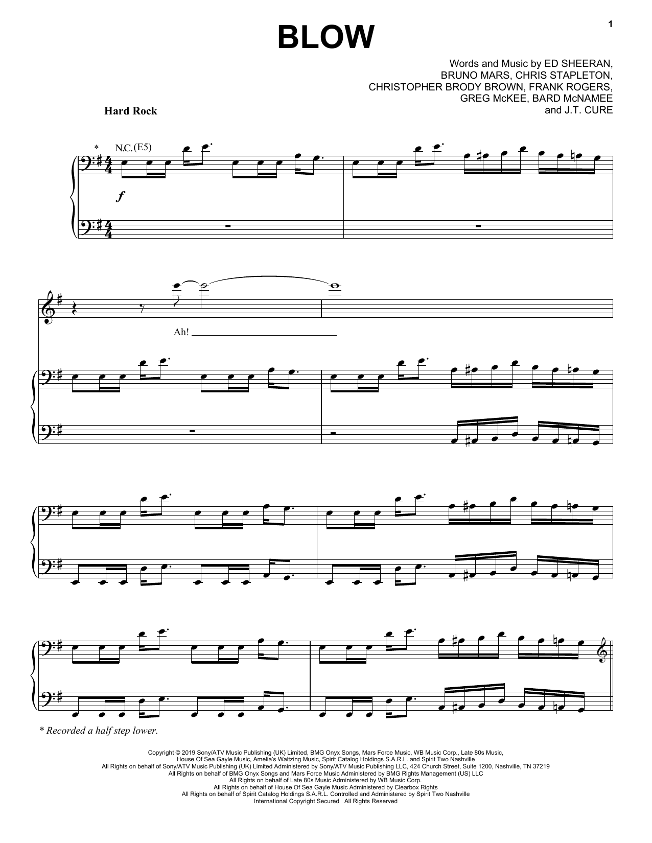 Ed Sheeran, Chris Stapleton & Bruno Mars BLOW Sheet Music