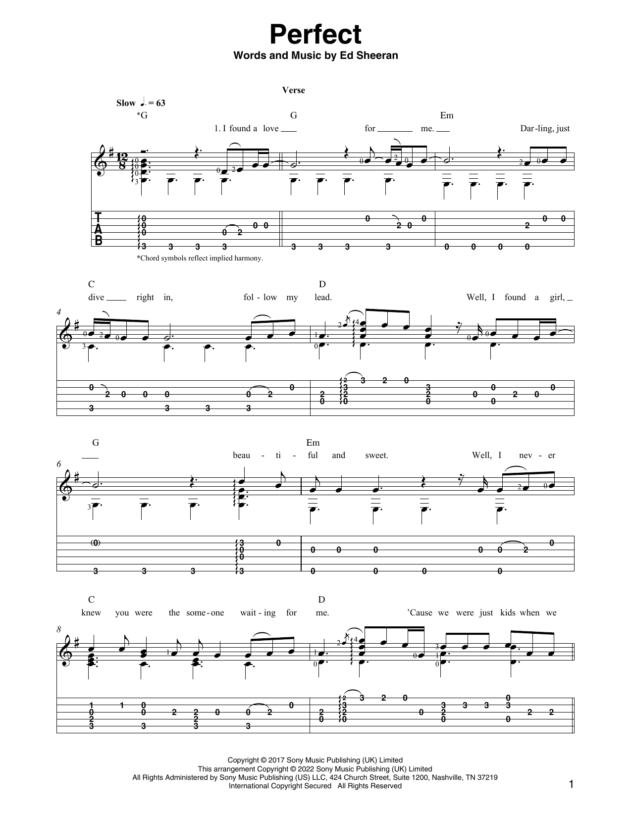 Ed Sheeran Perfect (arr. Ben Pila) Sheet Music
