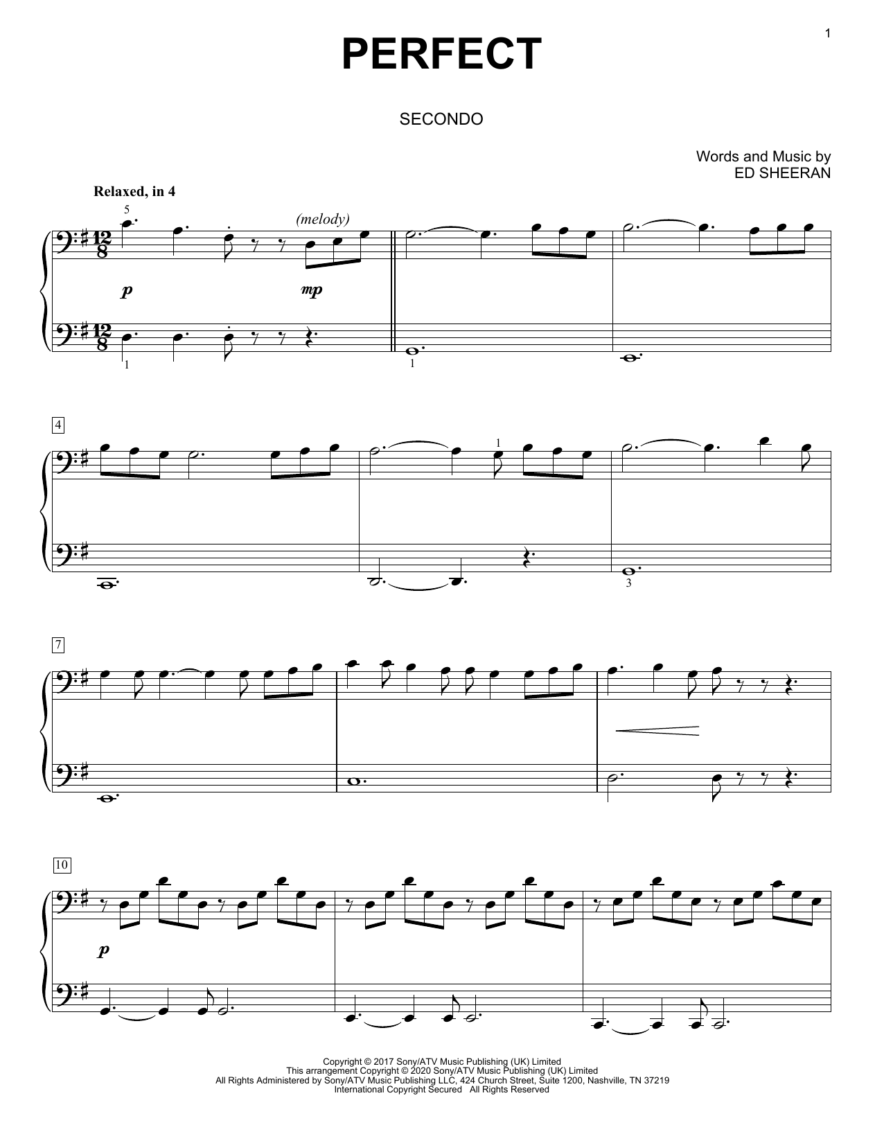 Ed Sheeran Perfect (arr. David Pearl) Sheet Music