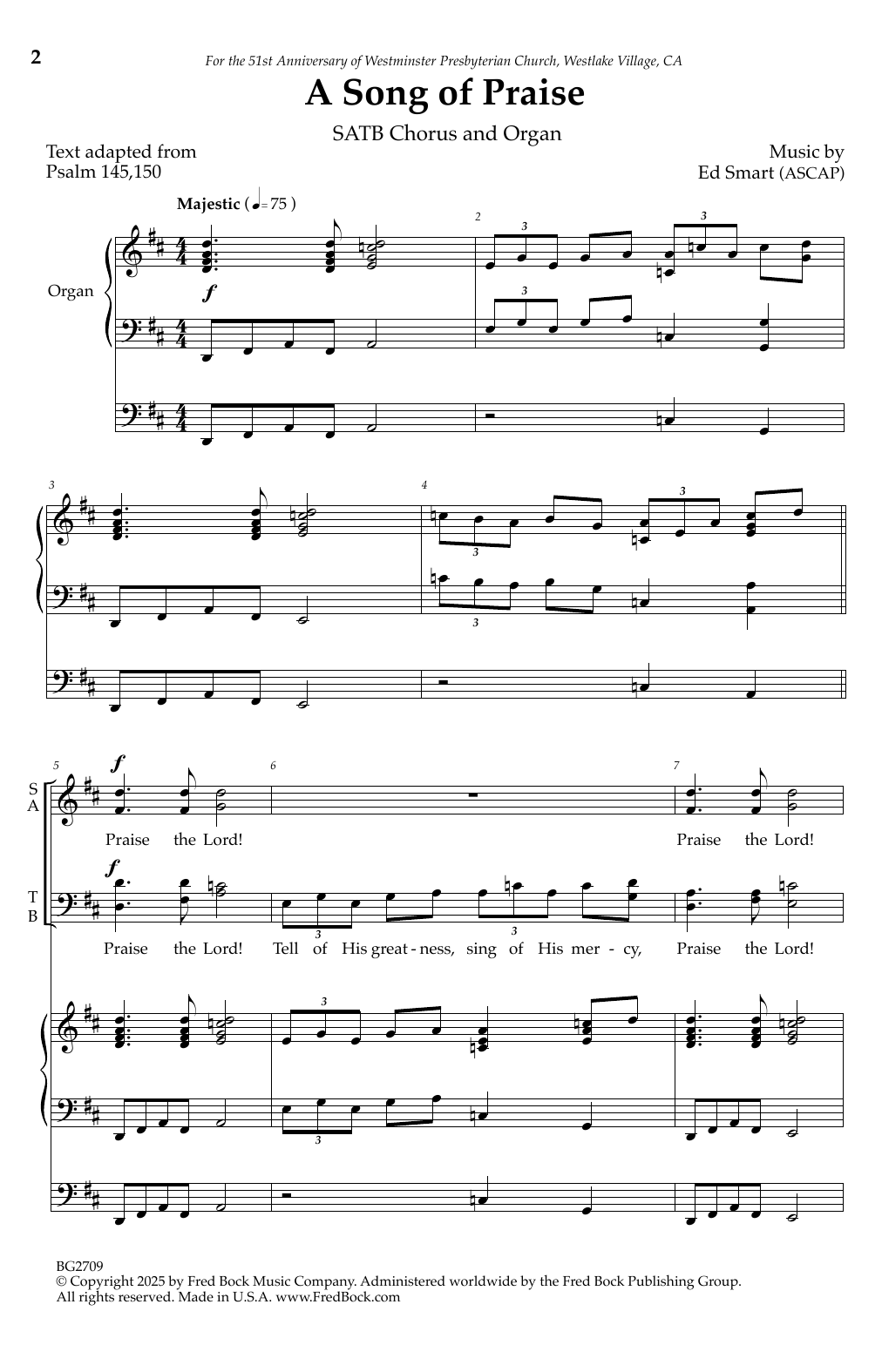 Ed Smart A Song Of Praise Sheet Music