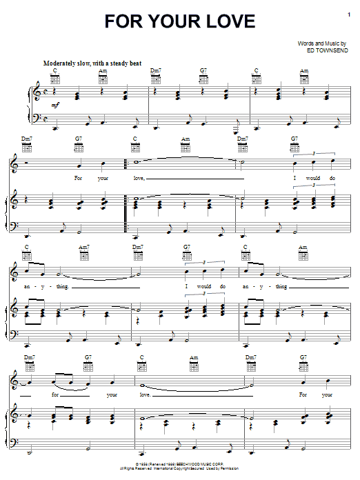 Ed Townsend For Your Love Sheet Music
