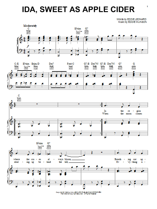 Eddie Cantor Ida, Sweet As Apple Cider Sheet Music