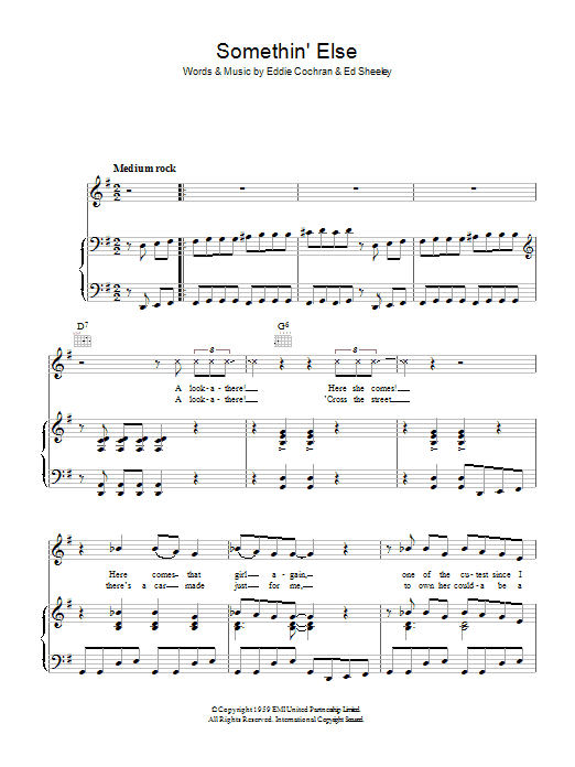 Eddie Cochran Somethin' Else Sheet Music