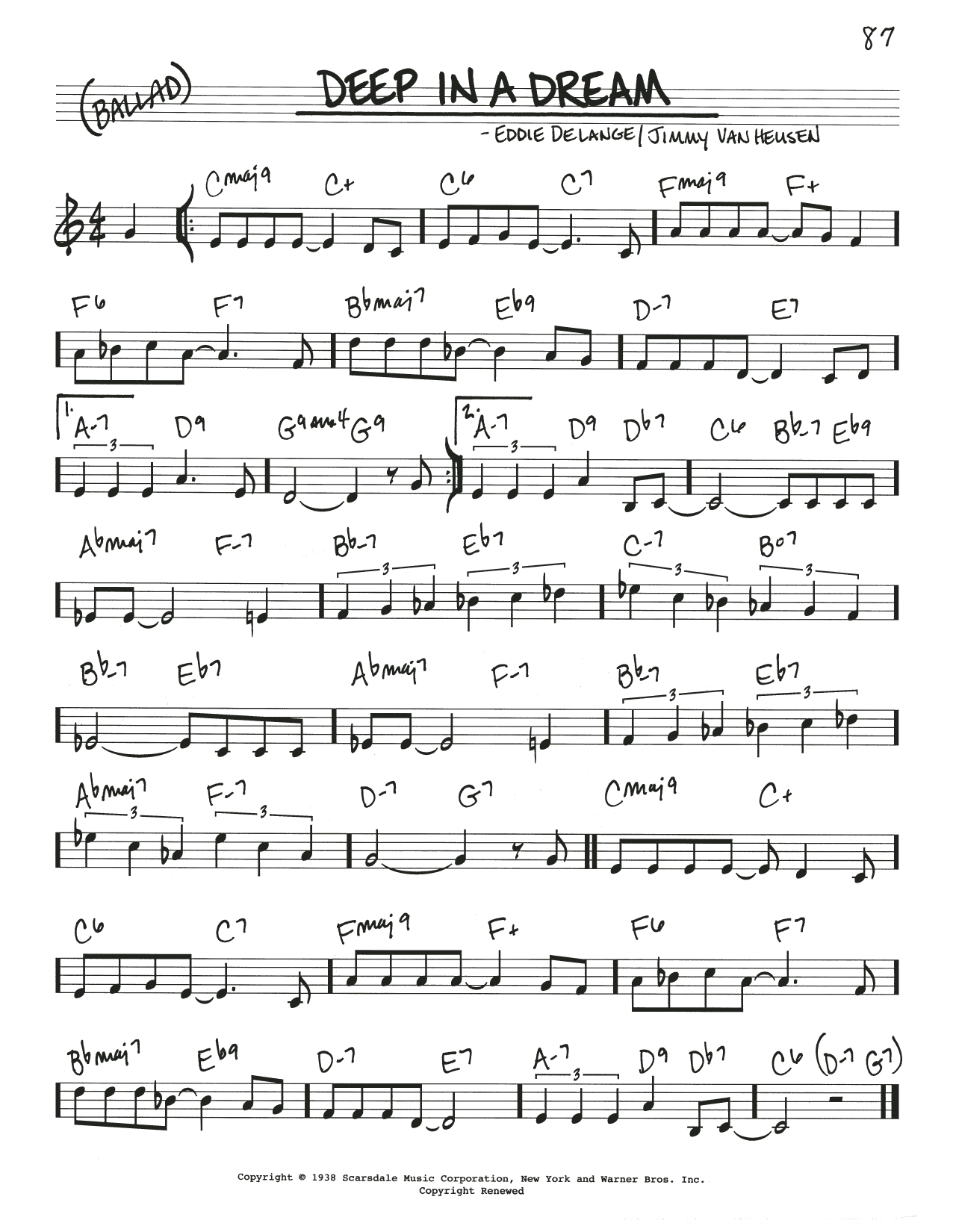 Eddie DeLange Deep In A Dream Sheet Music