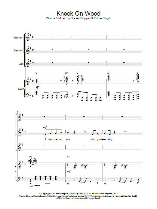 Eddie Floyd Knock On Wood (arr. Berty Rice) Sheet Music