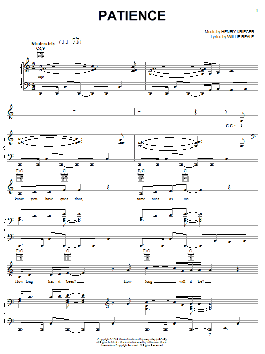 Eddie Murphy Patience Sheet Music