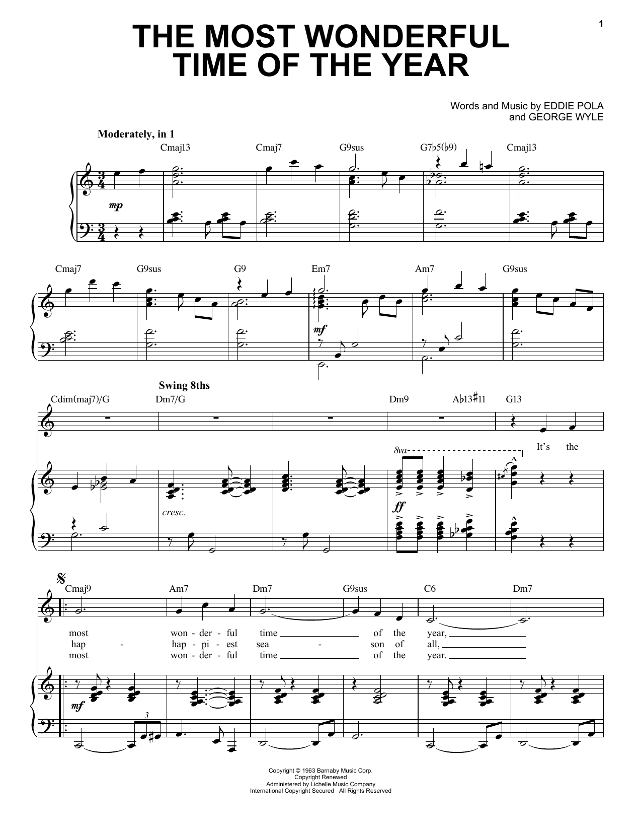 Eddie Pola The Most Wonderful Time Of The Year [Jazz Version] (arr. Brent Edstrom) Sheet Music