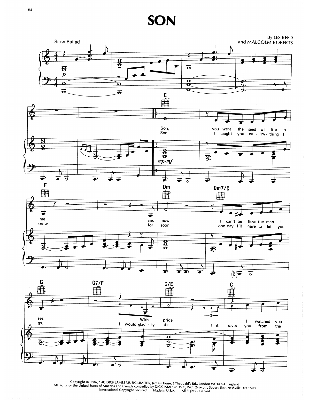 Eddy Arnold Son Sheet Music