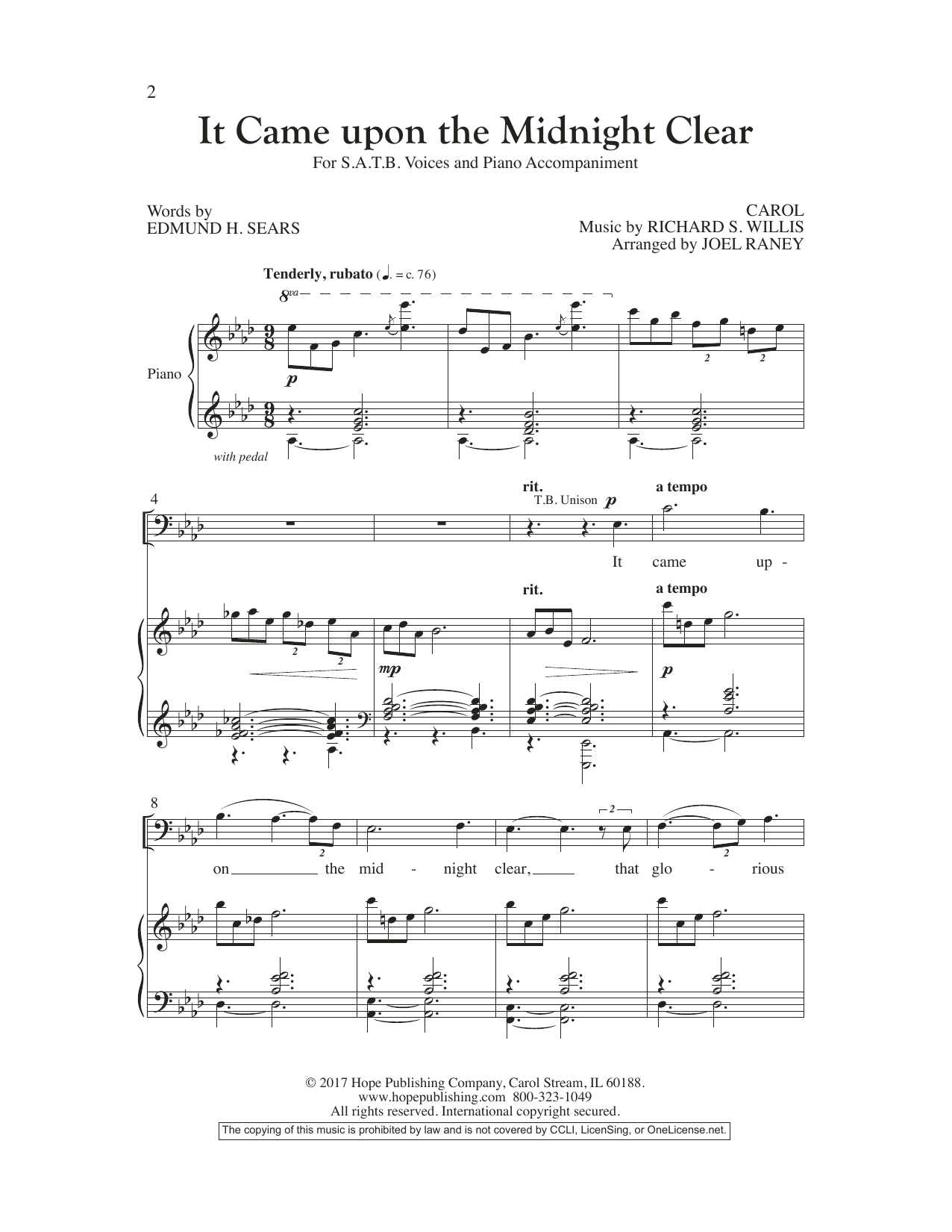 Edmund H. Sears It Came Upon The Midnight Clear Sheet Music