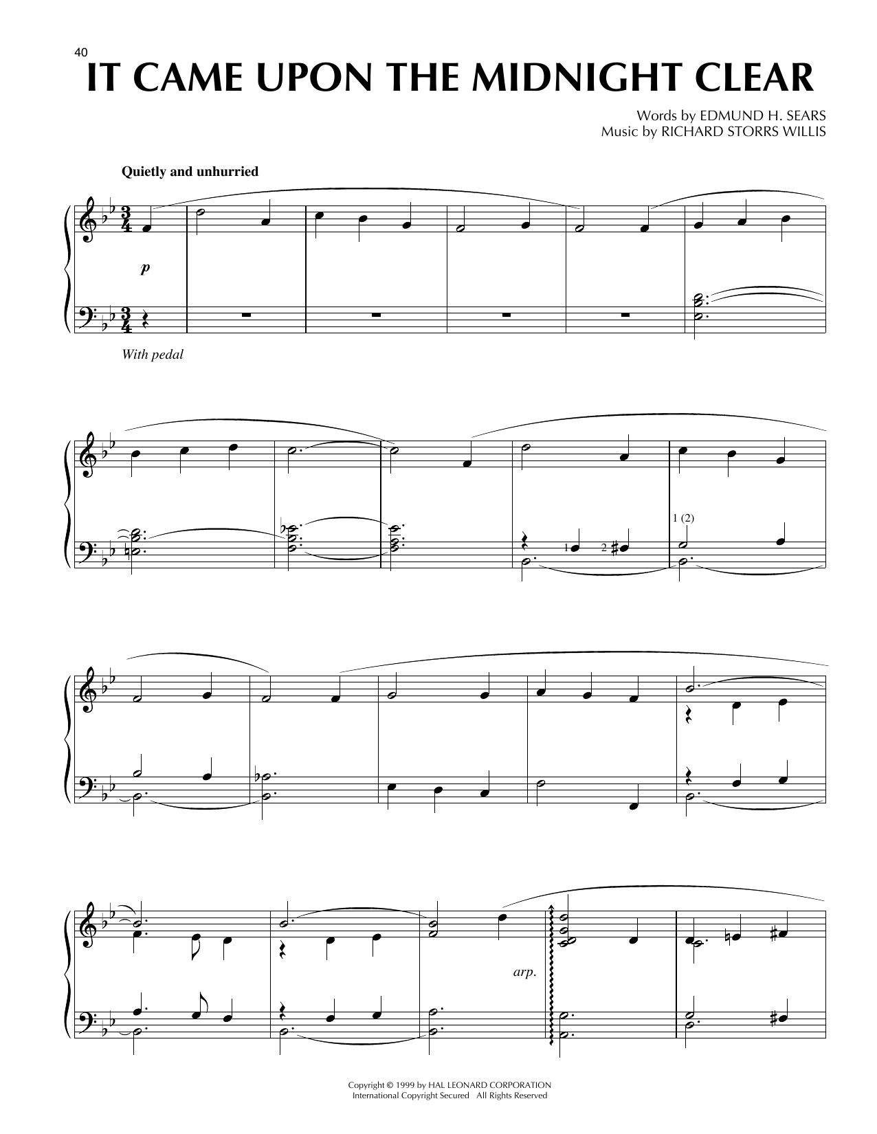 Edmund Hamilton Sears It Came Upon The Midnight Clear [Jazz version] (arr. Frank Mantooth) Sheet Music