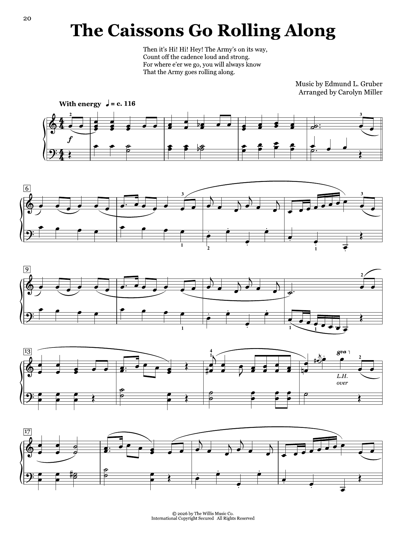 Edmund L. Gruber The Caissons Go Rolling Along (arr. Carolyn Miller) Sheet Music