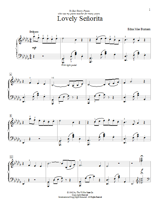 Edna Mae Burnam Lovely Señorita Sheet Music