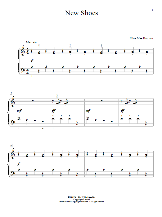 Edna Mae Burnam New Shoes Sheet Music
