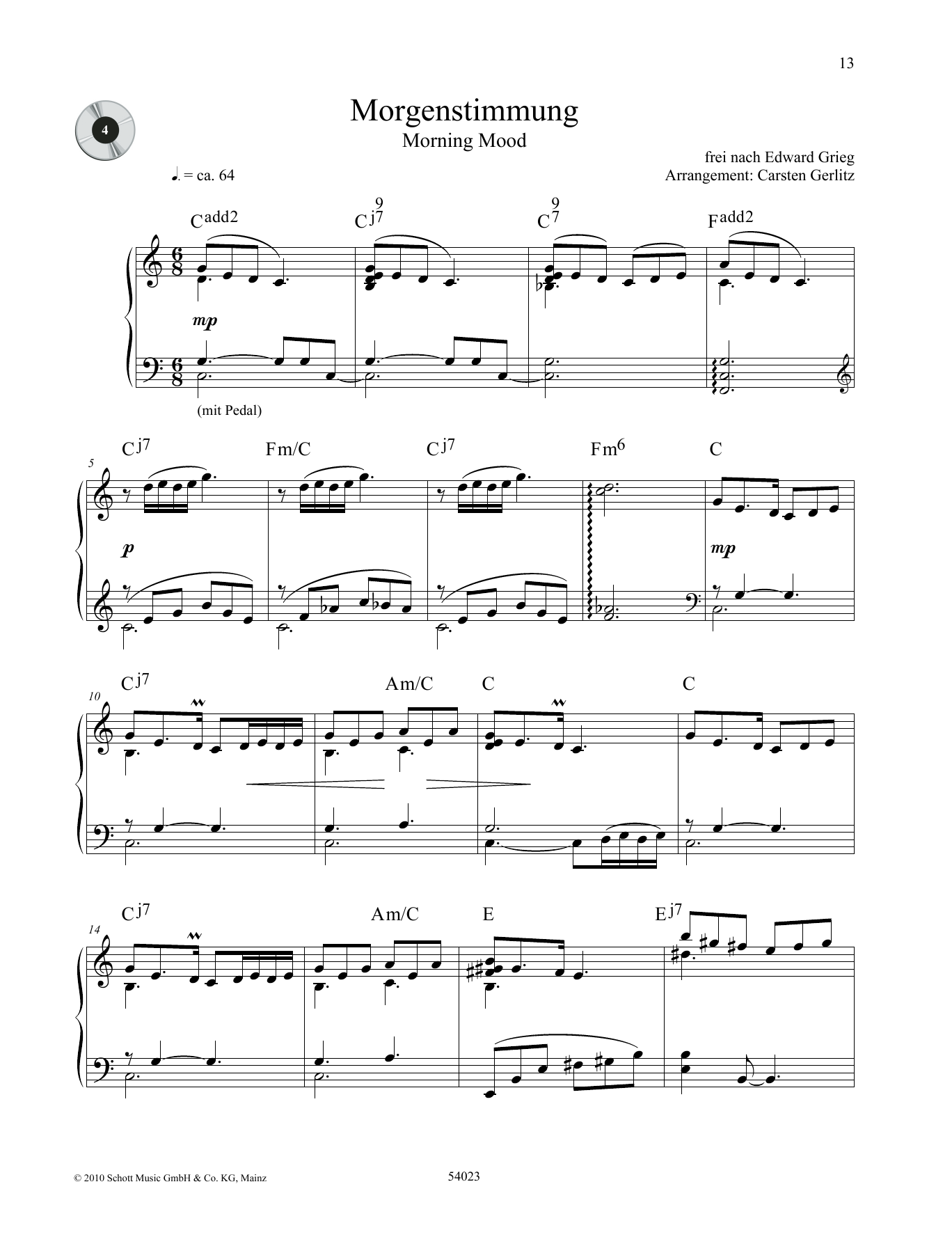 Edvard Grieg Morning Mood Sheet Music
