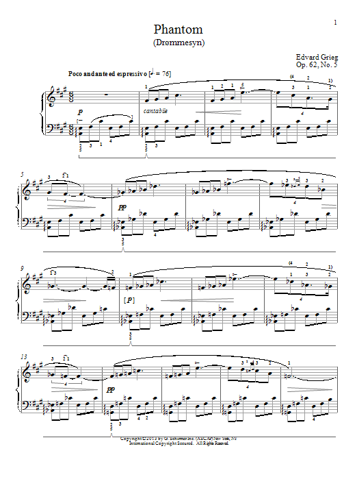 Edvard Grieg Phantom (Drommesyn), Op. 62, No. 5 Sheet Music
