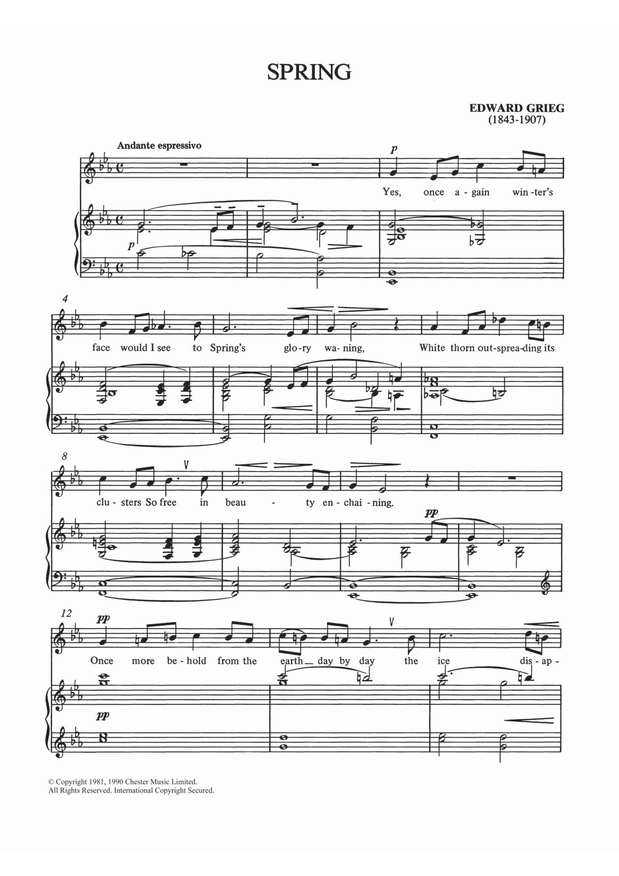 Edvard Grieg Spring Sheet Music