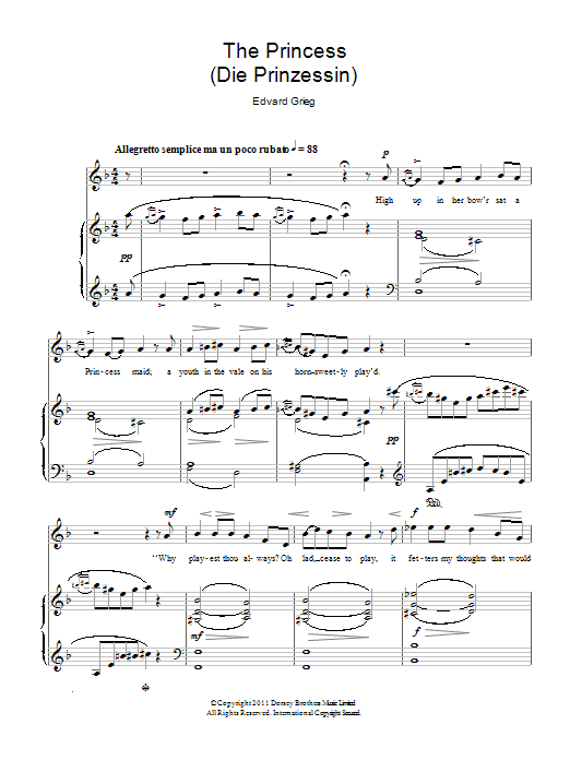 Edvard Grieg The Princess (Die Prinzessin) Sheet Music