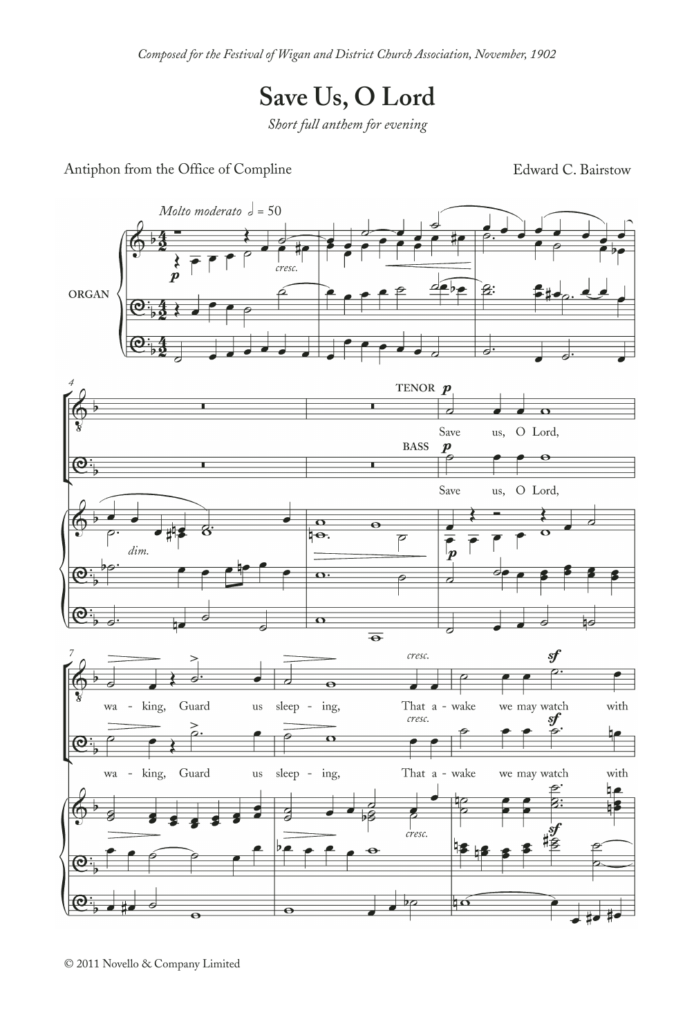 Edward Bairstow Save Us, O Lord Sheet Music