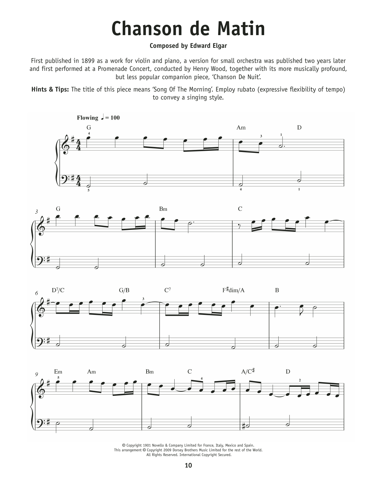 Edward Elgar Chanson De Matin, Op. 15, No. 2 Sheet Music