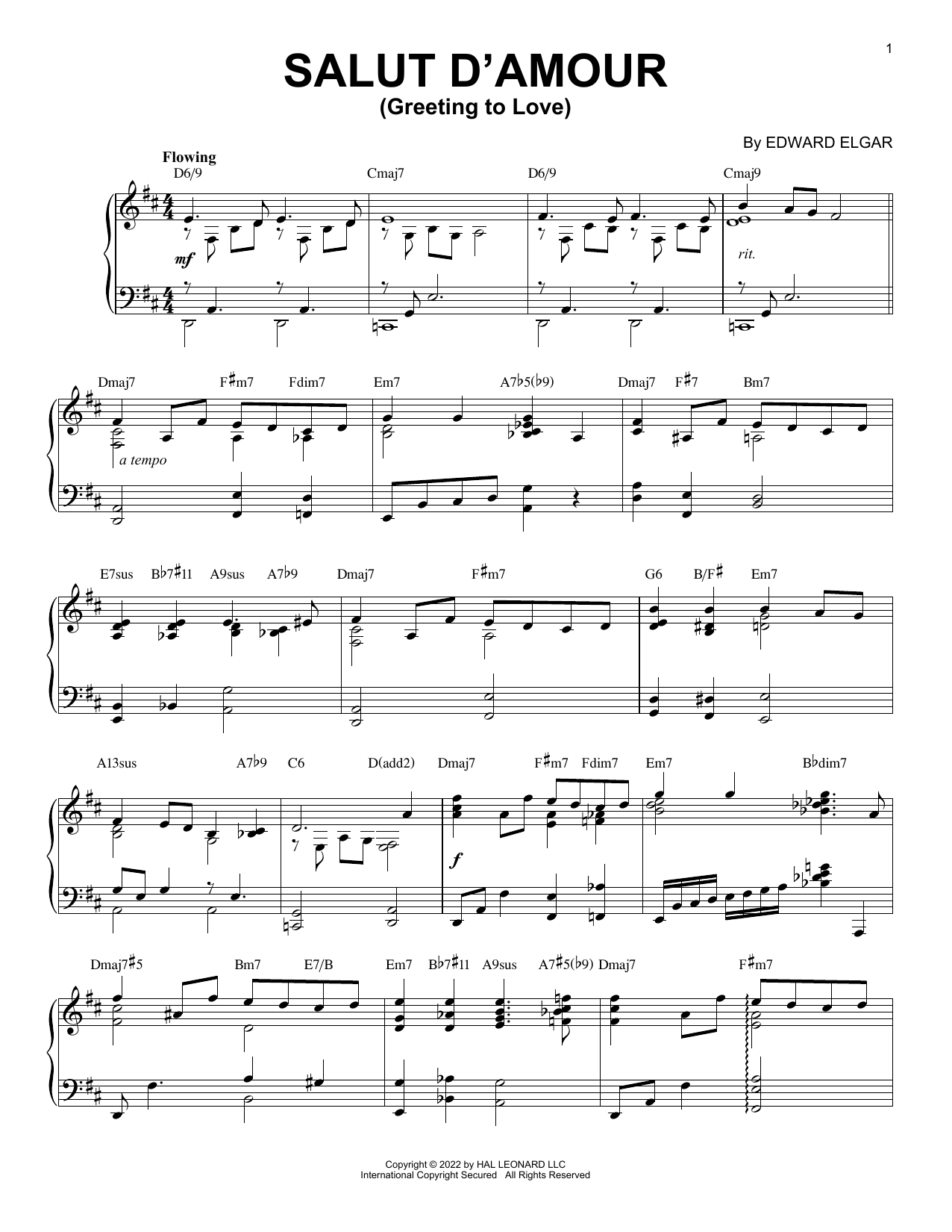 Edward Elgar Salut D'amour (Greeting To Love) [Jazz version] (arr. Brent Edstrom) Sheet Music
