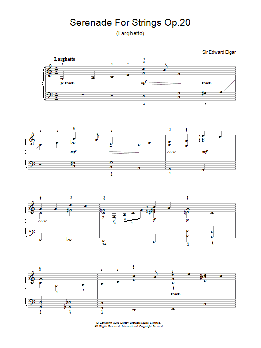 Edward Elgar Serenade For Strings Op.20 (Larghetto) Sheet Music