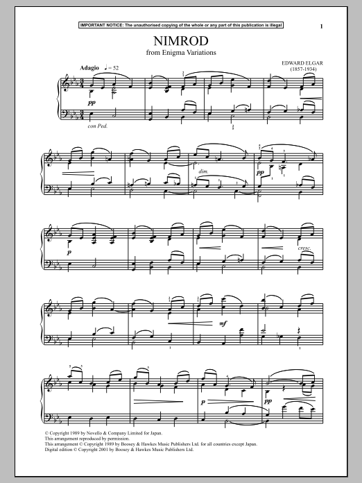 Edward Elgar Variations On An Original Theme For Orchestra (Enigma Variations), Op. 36 (Nimro Sheet Music