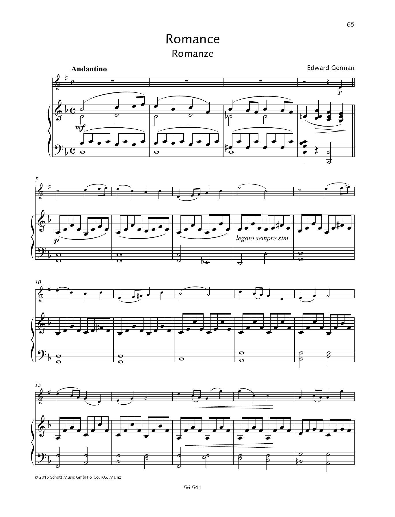 Edward German Romance Sheet Music