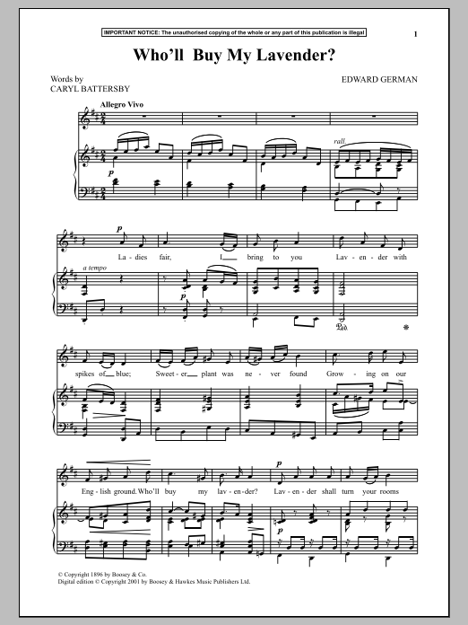 Edward German Who'll Buy My Lavender? Sheet Music