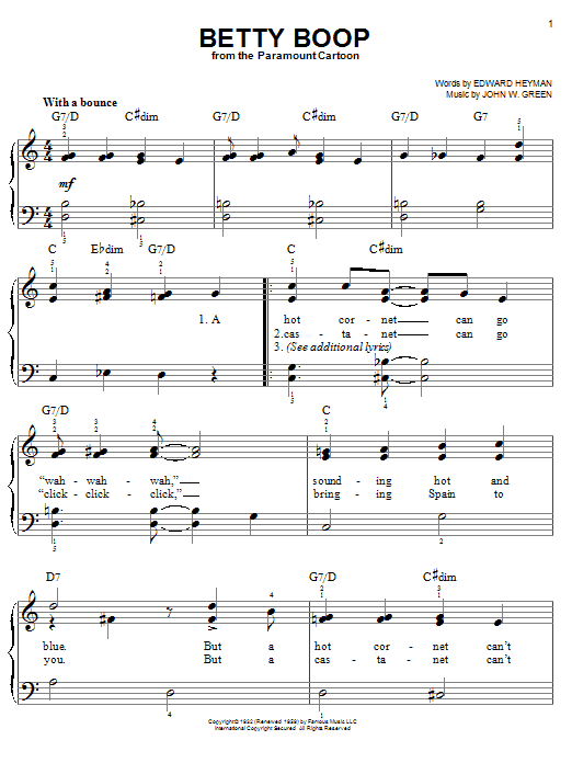 Edward Heyman Betty Boop Sheet Music