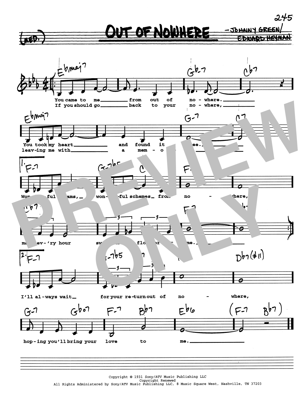 Edward Heyman Out Of Nowhere (Low Voice) Sheet Music