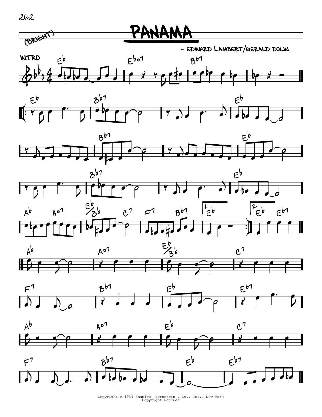 Edward Lambert Panama (arr. Robert Rawlins) Sheet Music