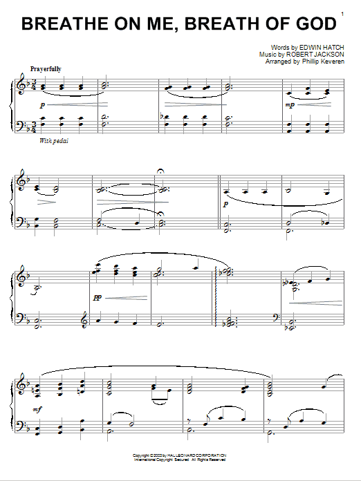 Edwin Hatch Breathe On Me, Breath Of God (arr. Phillip Keveren) Sheet Music