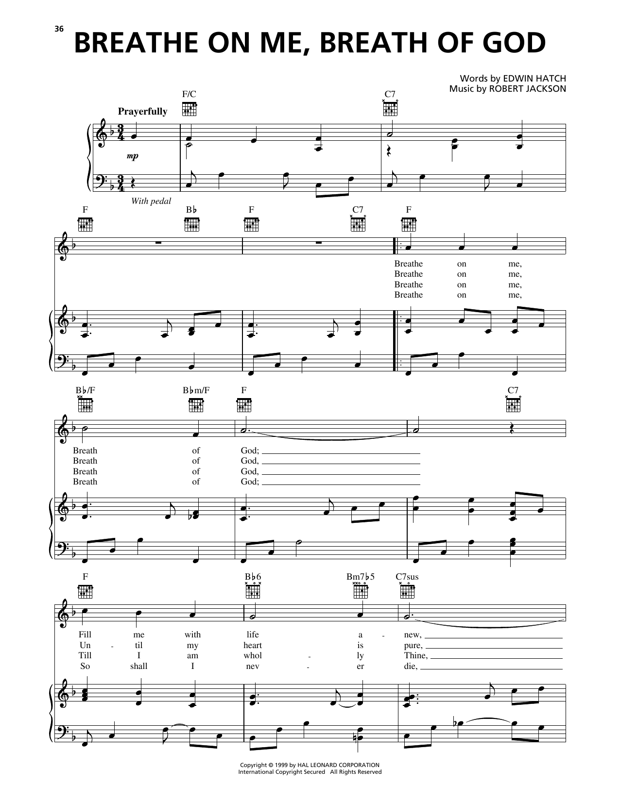 Edwin Hatch Breathe On Me, Breath Of God Sheet Music