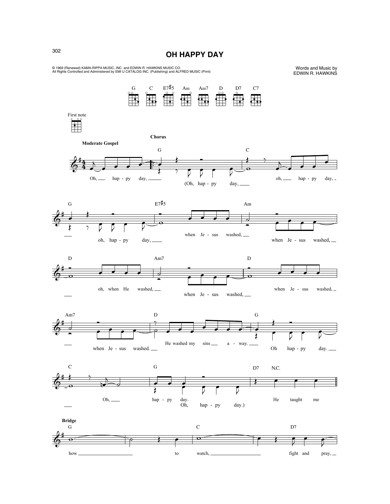 Edwin R. Hawkins Oh Happy Day Sheet Music
