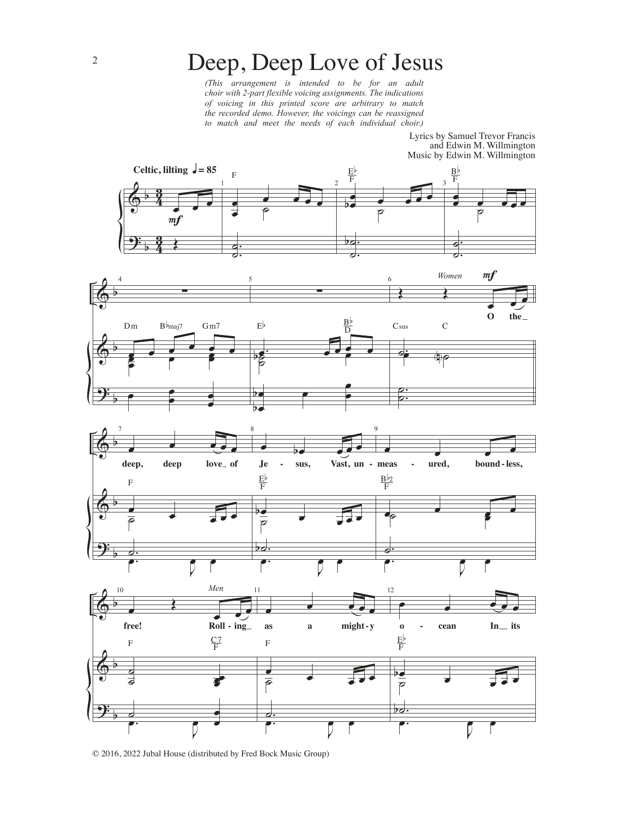 Edwin M. Willmington Deep, Deep Love of Jesus Sheet Music