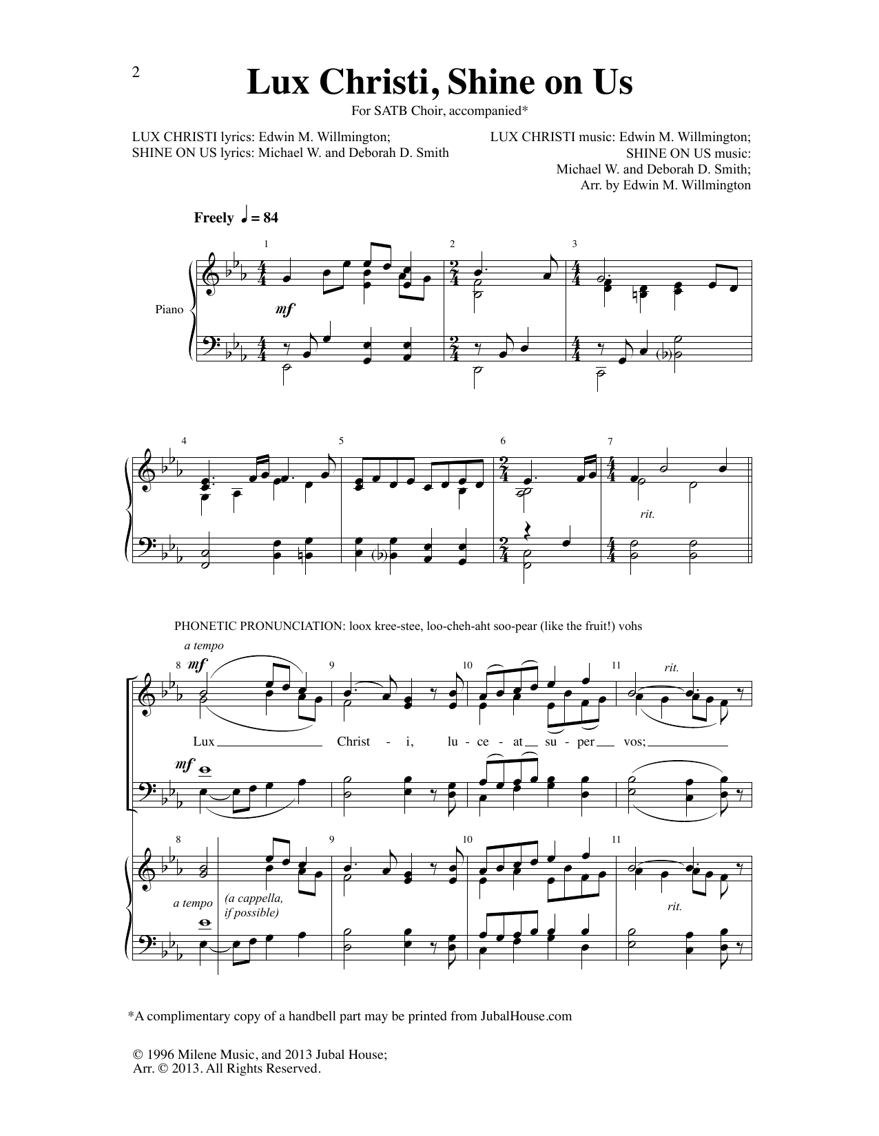 Edwin M. Willmington Lux Christi, Shine on Us Sheet Music