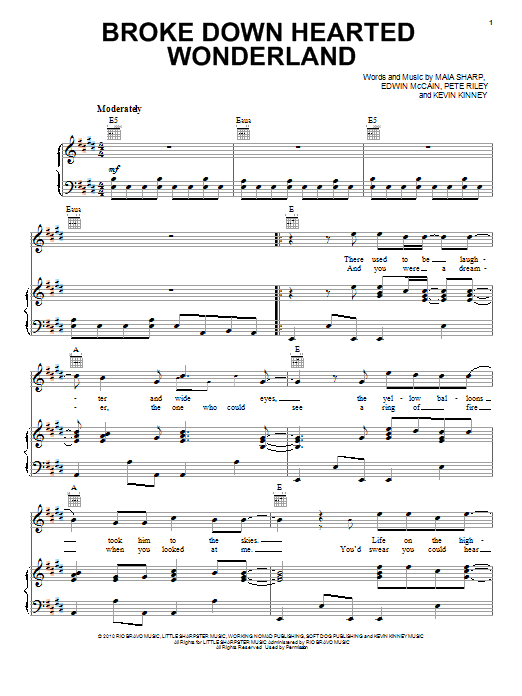Edwin McCain Broke Down Hearted Wonderland (from The Last Song) Sheet Music