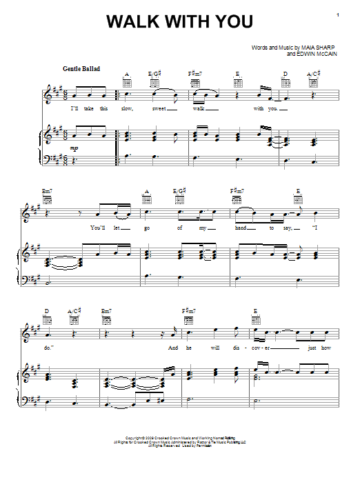 Edwin McCain Walk With You Sheet Music