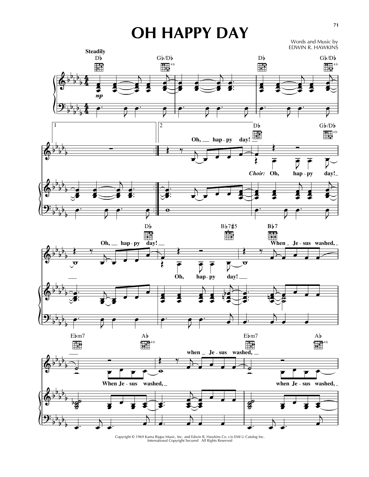 Edwin R. Hawkins Oh Happy Day Sheet Music