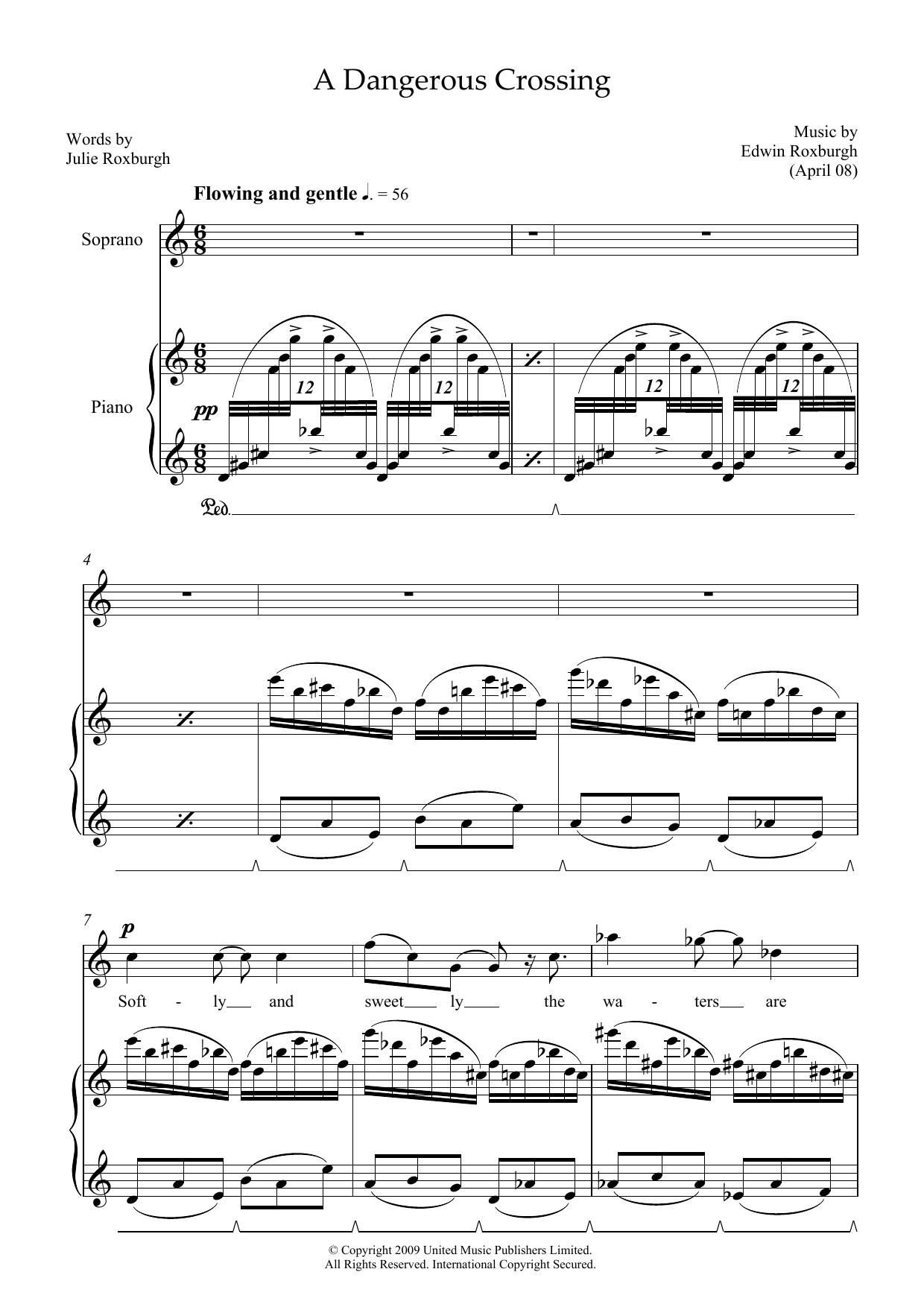 Edwin Roxburgh A Dangerous Crossing (for soprano and piano) Sheet Music