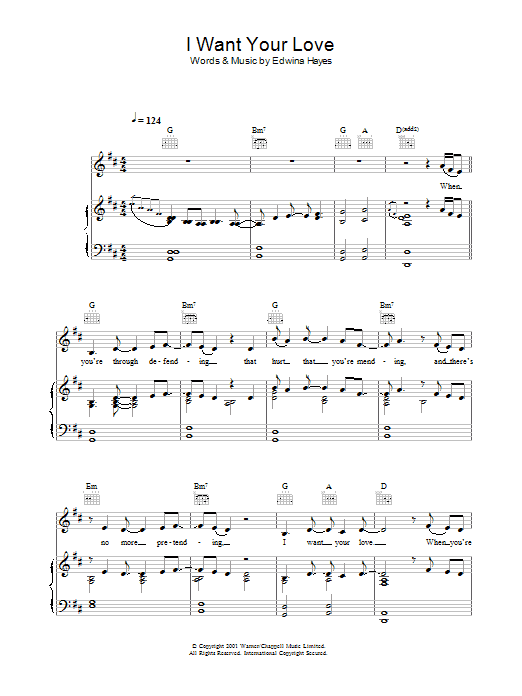 Edwina Hayes I Want Your Love Sheet Music