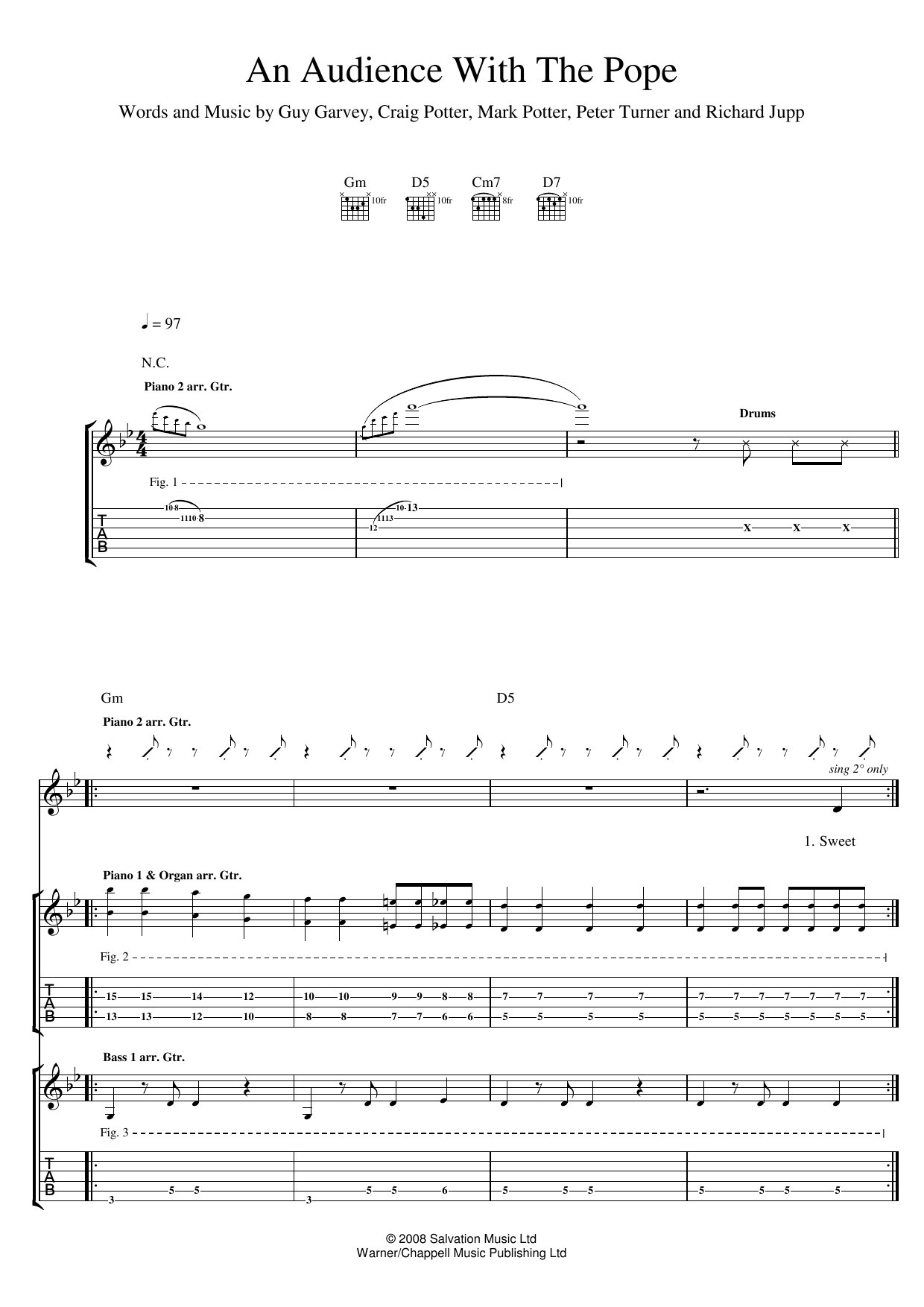 Elbow An Audience With The Pope Sheet Music