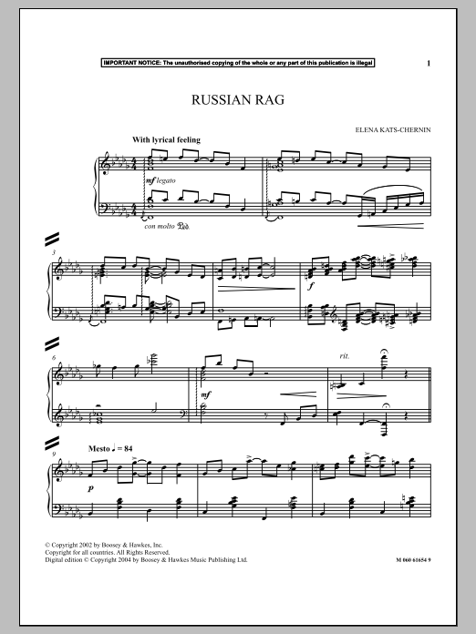 Elena Kats-Chernin Russian Rag Sheet Music
