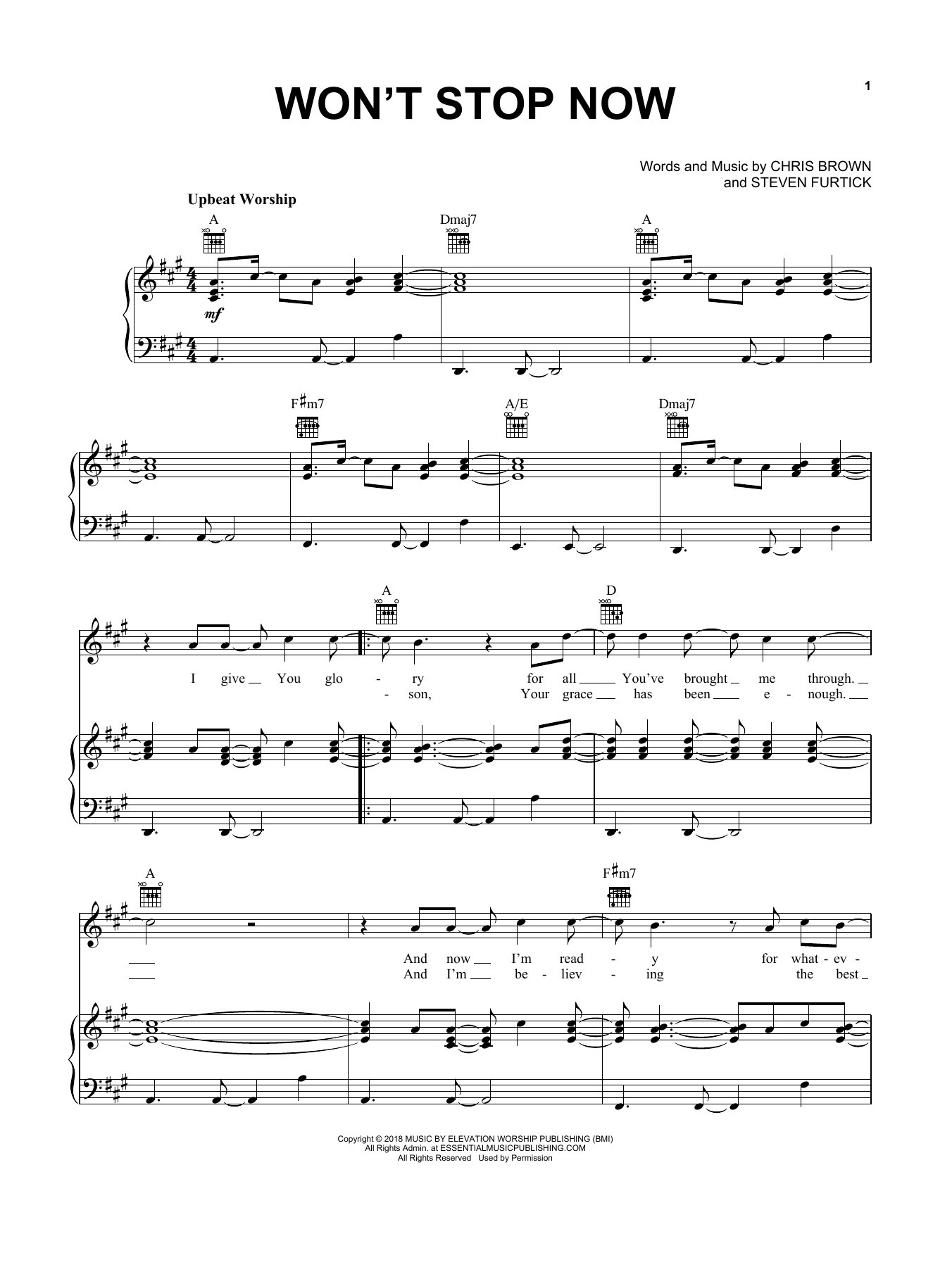 Elevation Worship Won't Stop Now Sheet Music