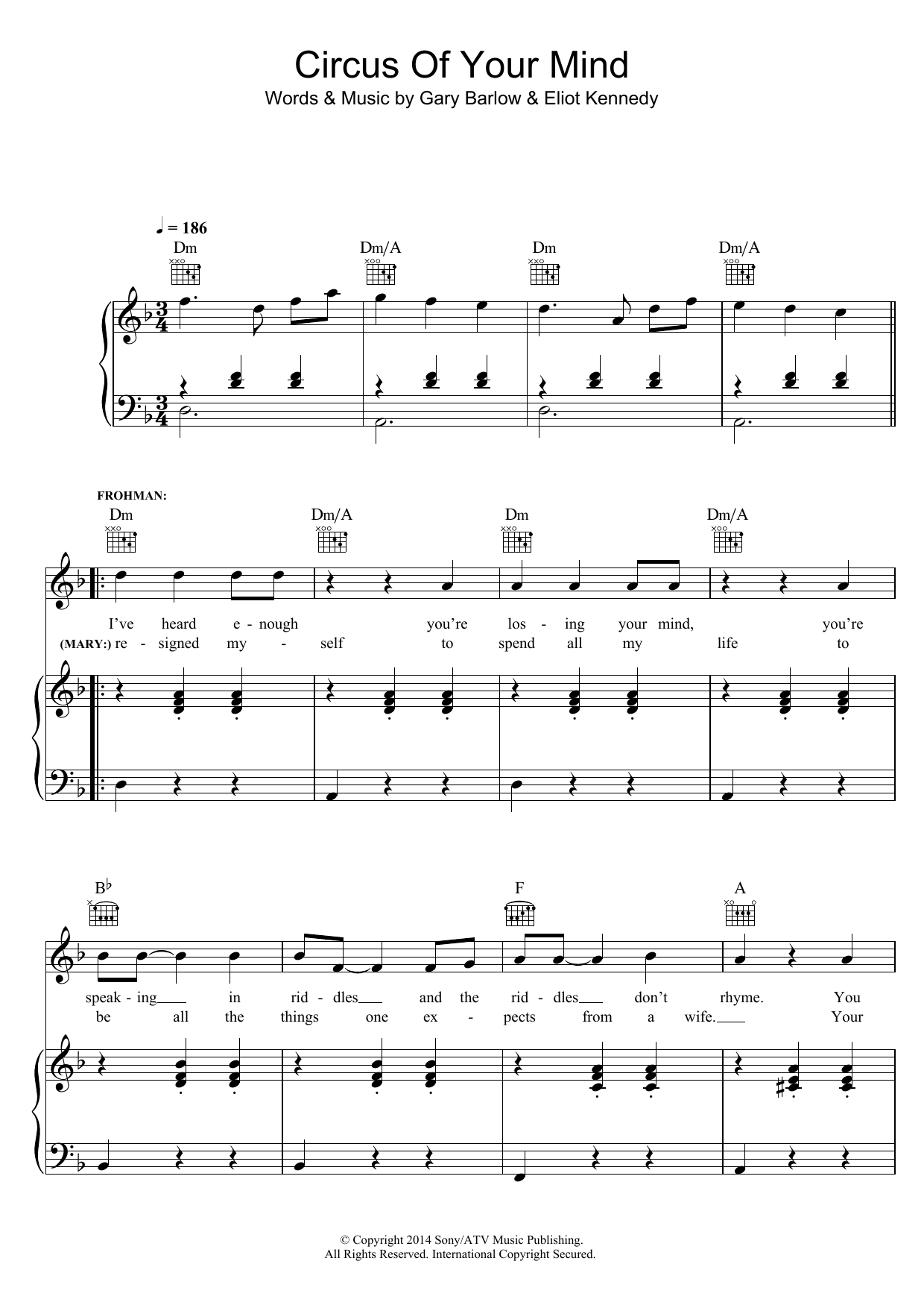 Eliot Kennedy Circus Of Your Mind (from 'Finding Neverland') Sheet Music