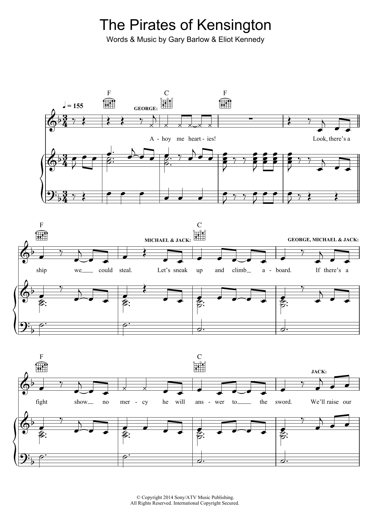 Eliot Kennedy The Pirates Of Kensington (from 'Finding Neverland') Sheet Music