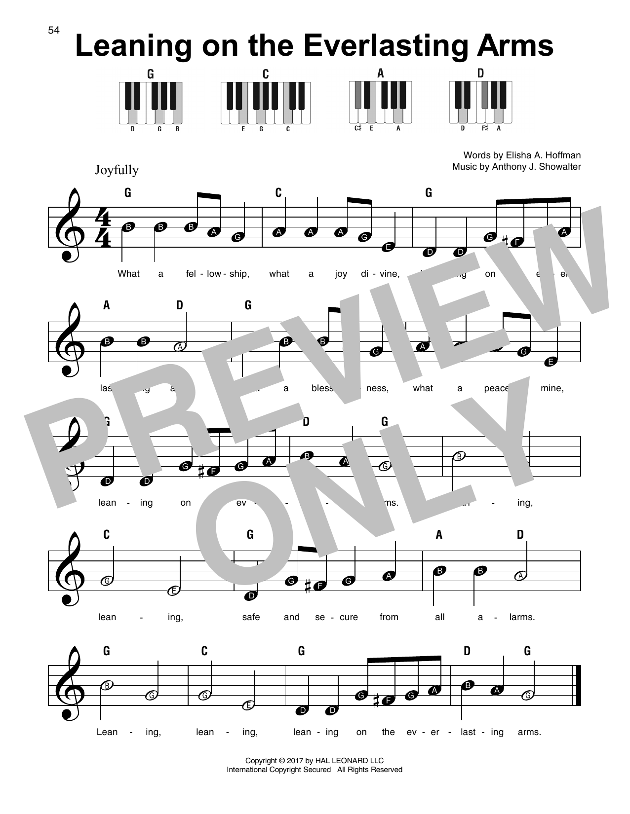 Elisha A. Hoffman Leaning On The Everlasting Arms Sheet Music
