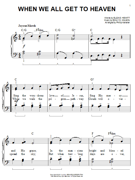 Eliza E. Hewitt When We All Get To Heaven (arr. Phillip Keveren) Sheet Music