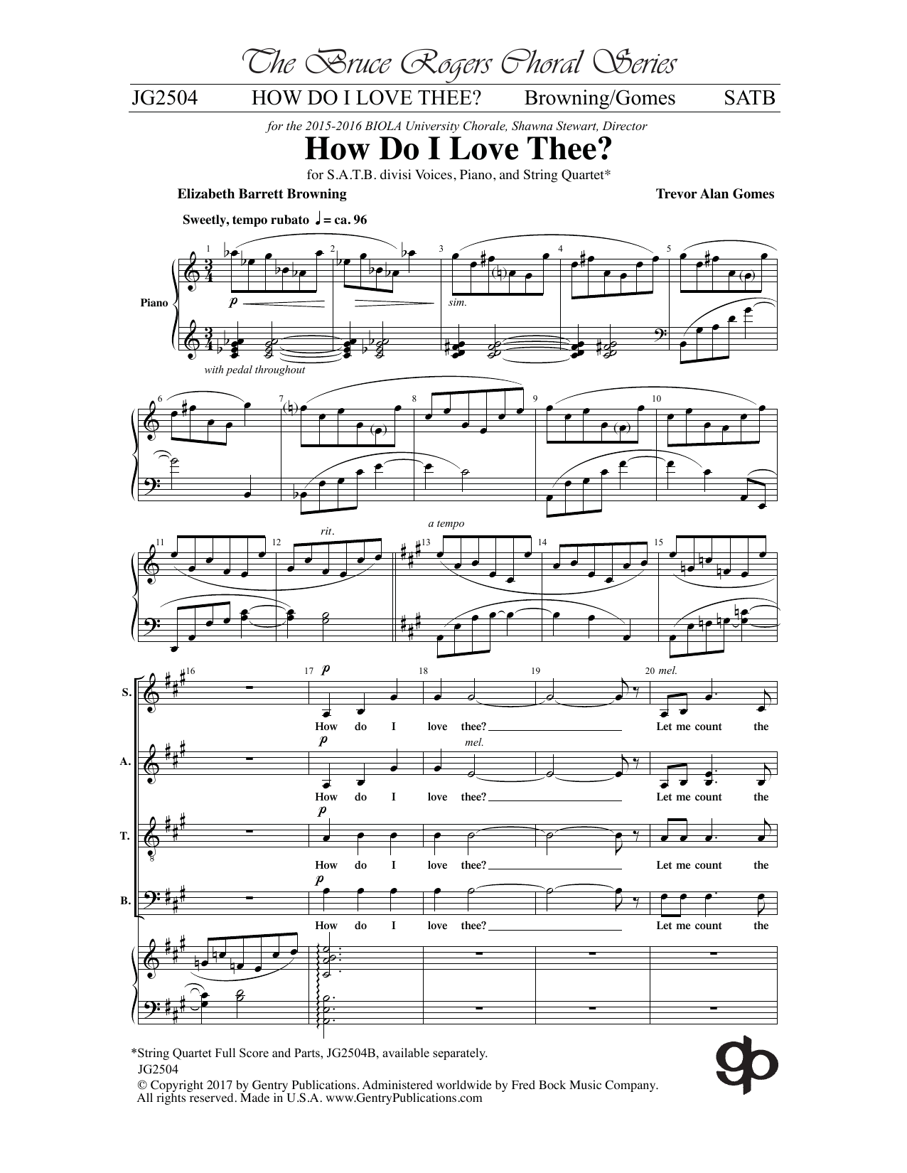 Elizabeth Barrett Browning How Do I Love Thee? Sheet Music