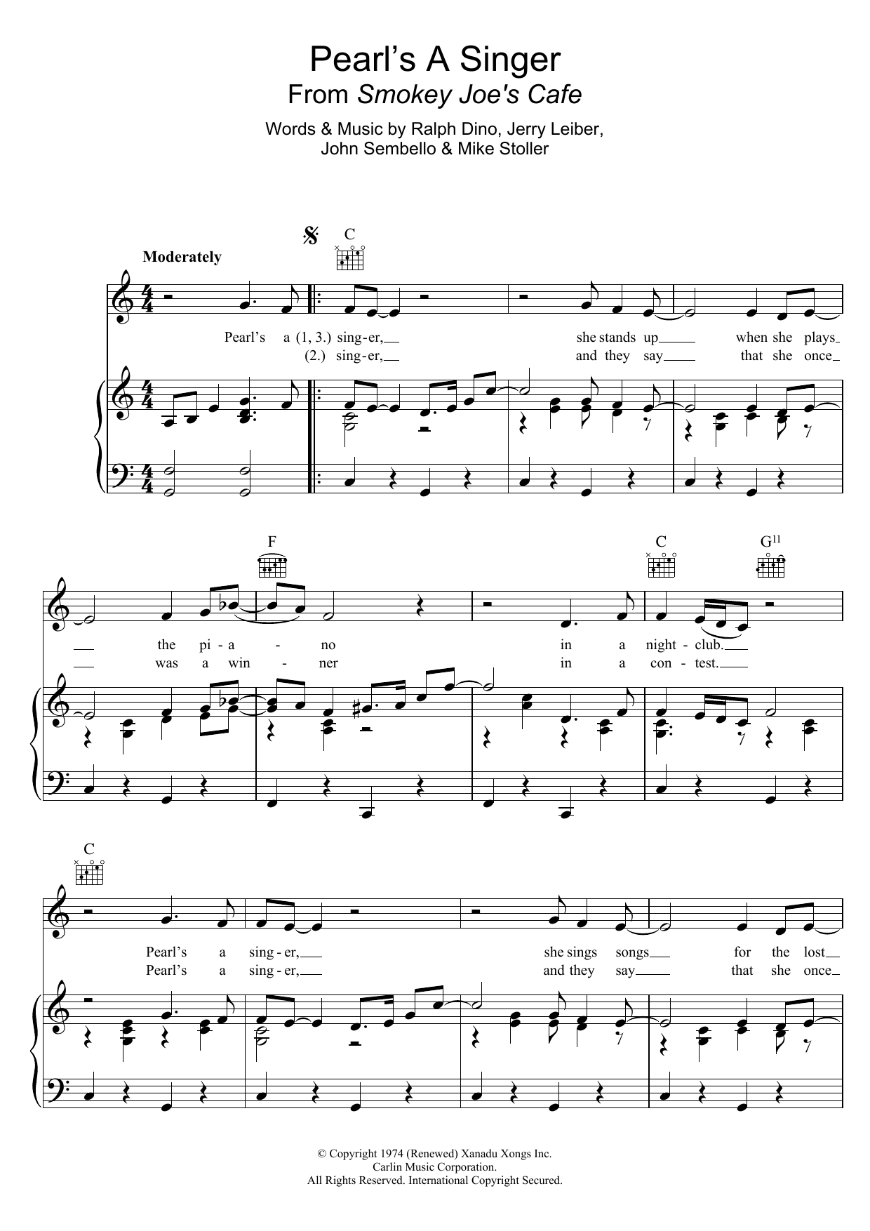 Elkie Brooks Pearl's A Singer (from 'Smokey Joe's Cafe') Sheet Music